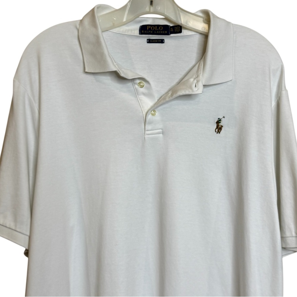 Polo Ralph Lauren White Pullover Classic Fit Cotton Polo Shirt sz XL
